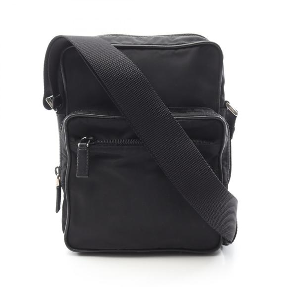 Prada VIAGGIO Saffiano Black Nylon Bag Shoulder Leather - Picture 1 of 8